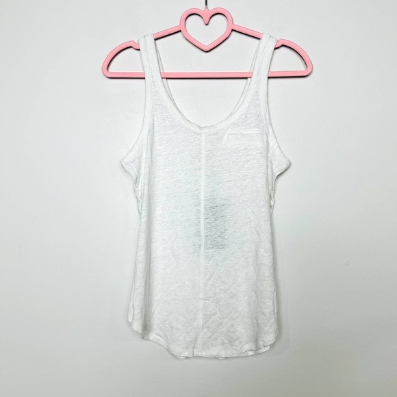 Chaser NWT Double Scoop Neck Linen Blend Sleeveless Tank Top White Size Small - Picture 2 of 5